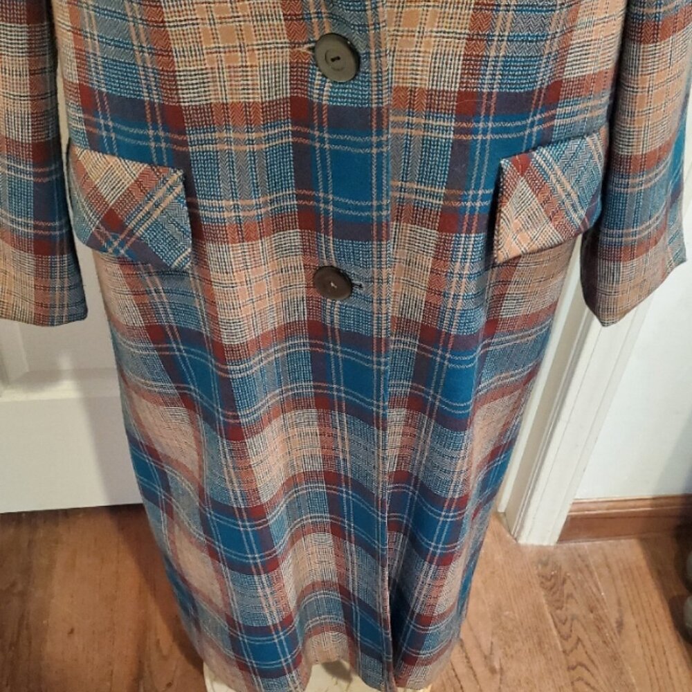Vintage plaid wood coat (70's) - Picture 3 of 10